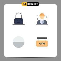 Set of 4 Commercial Flat Icons pack for control tablet parental business board Editable Vector Design Elements