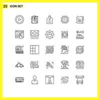 Set of 25 Modern UI Icons Symbols Signs for food toast finance processor cpu Editable Vector Design Elements