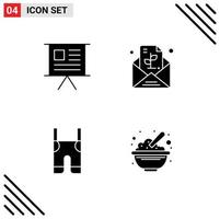 4 User Interface Solid Glyph Pack of modern Signs and Symbols of business baby marketing note clothes Editable Vector Design Elements