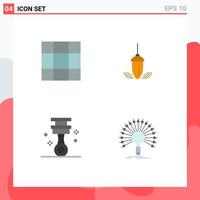 Pack of 4 Modern Flat Icons Signs and Symbols for Web Print Media such as grid piston instrument plummet data Editable Vector Design Elements