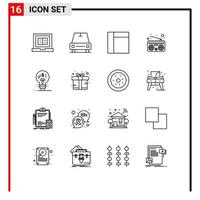 Modern Set of 16 Outlines Pictograph of bonus idea layout fintech fintech innovation Editable Vector Design Elements