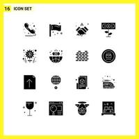 Pictogram Set of 16 Simple Solid Glyphs of plant dollar global real handshake Editable Vector Design Elements