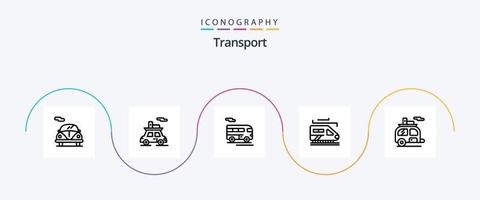 Transport Line 5 Icon Pack Including trailer. camping. coach. camp. transport vector