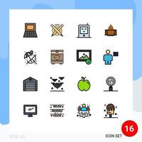 16 iconos creativos signos y símbolos modernos de arquitectura de monitor de construcción de playa elementos de diseño de vector creativo editable blanco