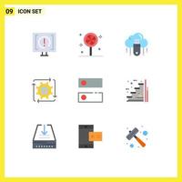 9 Thematic Vector Flat Colors and Editable Symbols of operation development usb automation store Editable Vector Design Elements