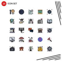 Stock Vector Icon Pack of 25 Line Signs and Symbols for webpage page compass corporate browser Editable Vector Design Elements