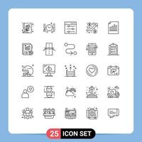 25 Creative Icons Modern Signs and Symbols of record document interface graph chart Editable Vector Design Elements