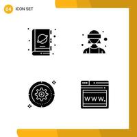 Solid Glyph Pack of Universal Symbols of book setting science female avatar cog Editable Vector Design Elements