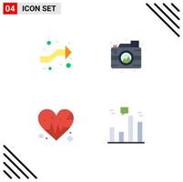 4 Creative Icons Modern Signs and Symbols of arrows heart right camera business Editable Vector Design Elements