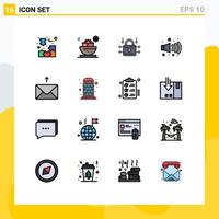 Universal Icon Symbols Group of 16 Modern Flat Color Filled Lines of mail noise spa gas security Editable Creative Vector Design Elements