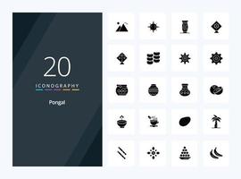 20 Pongal Solid Glyph icon for presentation vector