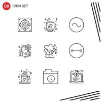 9 iconos creativos signos y símbolos modernos del entorno de sonido verde antiguo auriculares elementos de diseño vectorial editables vector