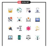 16 Flat Color concept for Websites Mobile and Apps faq security online protect key Editable Pack of Creative Vector Design Elements