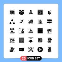 Mobile Interface Solid Glyph Set of 25 Pictograms of brush web badminton ux play Editable Vector Design Elements