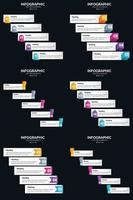 plantilla de diapositiva de presentación del paquete de infografías vectoriales 6 diagramas de ciclo de 5 pasos y líneas de tiempo vector