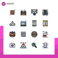 Stock Vector Icon Pack of 16 Line Signs and Symbols for sail romantic mail romance hotel Editable Creative Vector Design Elements