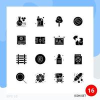 Pictogram Set of 16 Simple Solid Glyphs of safe scratching household juggling beat Editable Vector Design Elements