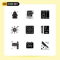 9 iconos creativos signos y símbolos modernos de eliminación de dólares notificación dinero inversión elementos de diseño vectorial editables vector