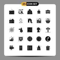 Set of 25 Vector Solid Glyphs on Grid for business bag report space astronaut Editable Vector Design Elements