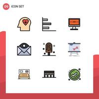 Set of 9 Modern UI Icons Symbols Signs for cold email ad contact us communication Editable Vector Design Elements