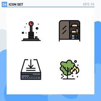 Pictogram Set of 4 Simple Filledline Flat Colors of arcade email play interior tray Editable Vector Design Elements