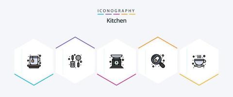 Kitchen 25 FilledLine icon pack including . cup. scale. tea. pan vector