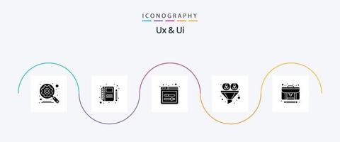 paquete de iconos ux y ui glyph 5 incluido el creador. artículo. controles deslizantes de interfaz de usuario. usuario. embudo vector