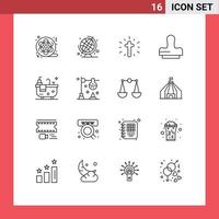 16 Thematic Vector Outlines and Editable Symbols of hub bathroom celebration stamp clone Editable Vector Design Elements