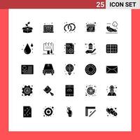 Pictogram Set of 25 Simple Solid Glyphs of crash accident economy schedule calendar Editable Vector Design Elements