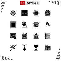 Pack of 16 creative Solid Glyphs of screen file view document processor Editable Vector Design Elements