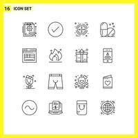 Universal Icon Symbols Group of 16 Modern Outlines of page hospital okay healthcare processing Editable Vector Design Elements