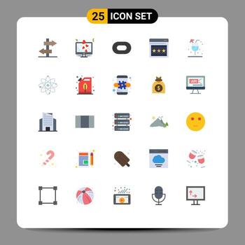 conjunto de pictogramas de 25 colores planos simples de átomo jugo estadio bebida web elementos de diseño vectorial editables vector