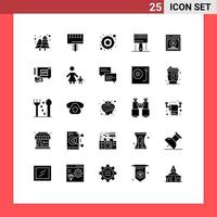 Modern Set of 25 Solid Glyphs Pictograph of comparing programing audience paintbrush design Editable Vector Design Elements