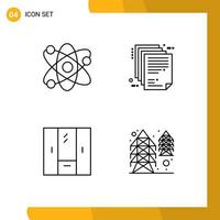 Modern Set of 4 Filledline Flat Colors Pictograph of science closet atom enterprise architecture furniture Editable Vector Design Elements