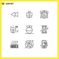 Set of 9 Modern UI Icons Symbols Signs for turnip insurance discount car insurance limited Editable Vector Design Elements