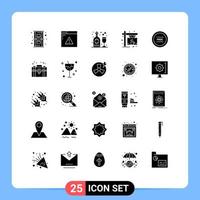 25 User Interface Solid Glyph Pack of modern Signs and Symbols of ecommerce board celebration shop coffee Editable Vector Design Elements