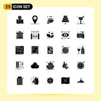 paquete de iconos vectoriales de stock de 25 signos y símbolos de línea para construir elementos de diseño vectorial editables de cóctel de comida verde vector