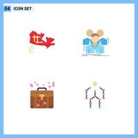 4 User Interface Flat Icon Pack of modern Signs and Symbols of canada briefcase team meeting action Editable Vector Design Elements