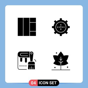 4 Universal Solid Glyphs Set for Web and Mobile Applications grid painting gadget brush thanks Editable Vector Design Elements