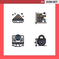 Stock Vector Icon Pack of 4 Line Signs and Symbols for sweet report open chart connection Editable Vector Design Elements