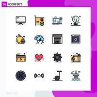 16 User Interface Flat Color Filled Line Pack of modern Signs and Symbols of creativity bulb devices website online Editable Creative Vector Design Elements