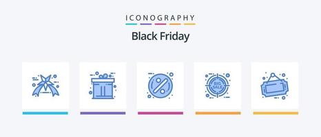 paquete de iconos black friday blue 5 que incluye tienda. junta. descuento. signo. viernes. diseño de iconos creativos vector