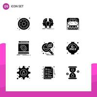 paquete de iconos de vector de stock de 9 signos y símbolos de línea para el proceso de creación de prototipos sofá de ingeniería de escudo elementos de diseño de vector editables