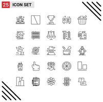 25 Creative Icons Modern Signs and Symbols of chemistry book sport shopping cart basket Editable Vector Design Elements