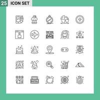 Pack of 25 creative Lines of statistics chart food location navigation Editable Vector Design Elements