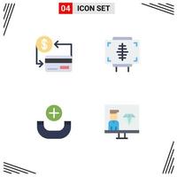 grupo de 4 iconos planos signos y símbolos para tarjeta medicina crédito fitness nuevos elementos de diseño vectorial editables vector