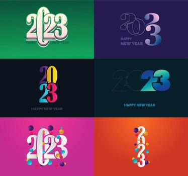 Big Set of 2023 Happy New Year logo text design 2023 number design template vector