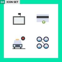 4 Thematic Vector Flat Icons and Editable Symbols of mount heart finance up friends Editable Vector Design Elements