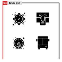 Group of 4 Solid Glyphs Signs and Symbols for gear employee watch hand target Editable Vector Design Elements