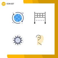 Set of 4 Commercial Flat Icons pack for web productivity finish efficiency confuse Editable Vector Design Elements